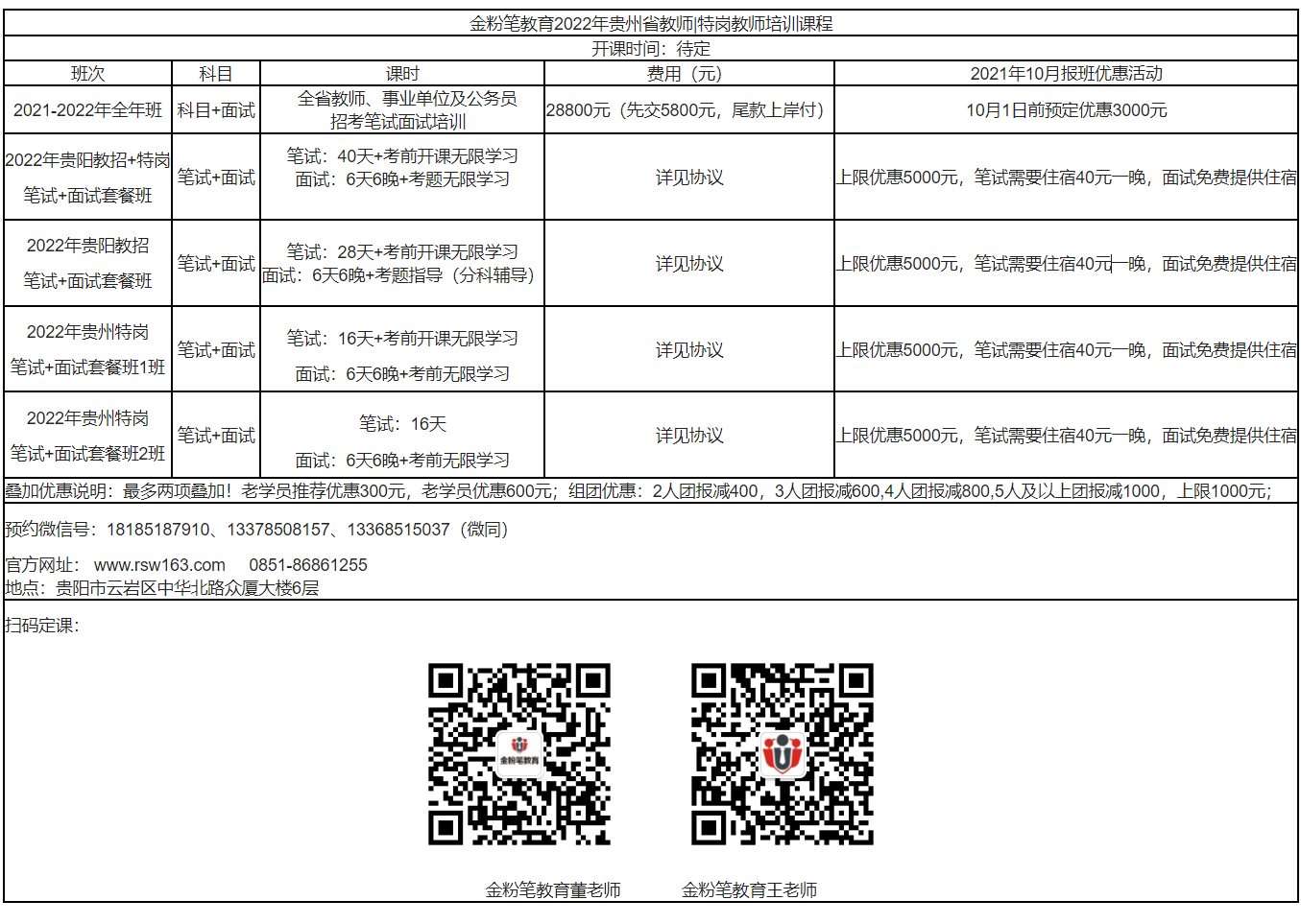 2022年贵州省教师招聘/特岗教师笔试培训课程