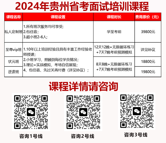 2024年贵州公务员面试培训课程预约